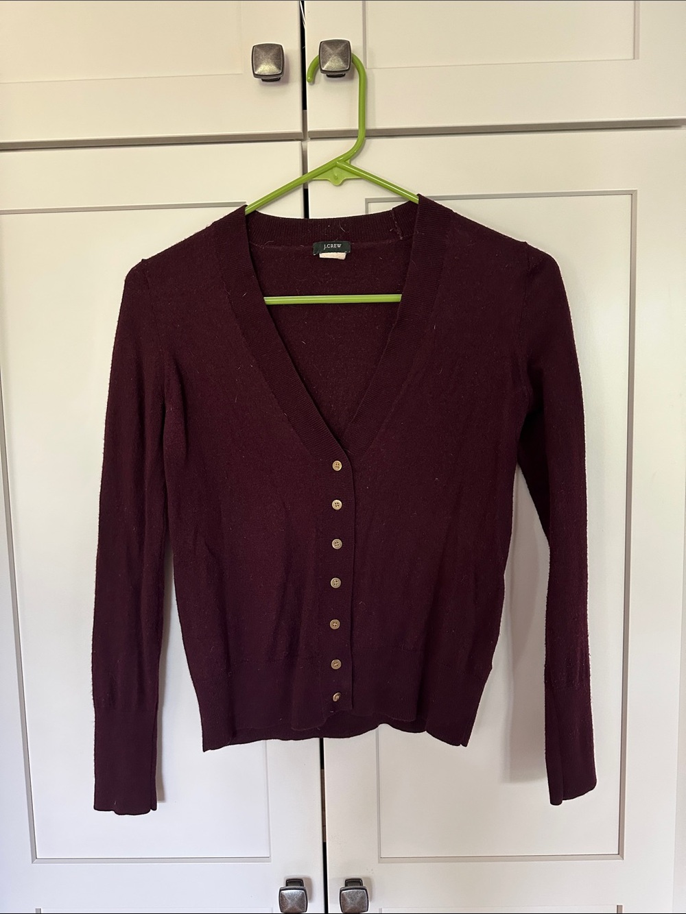 J. Crew Women's V-Neck Button Cardigan Sweater - Wine